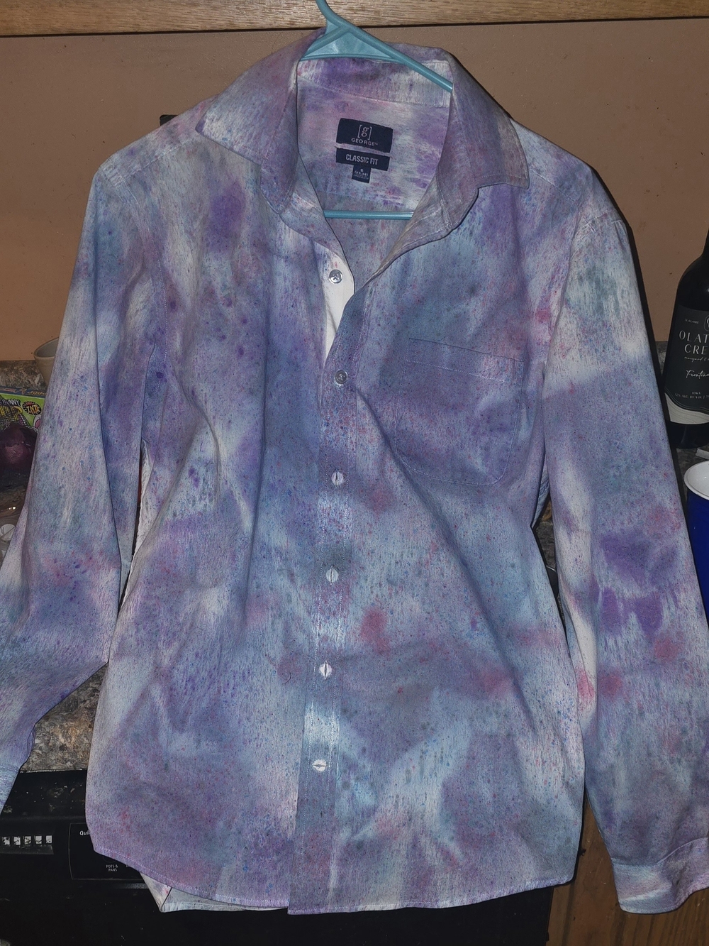 Classic Fit Tie-Dye Purple Button-Up Shirt